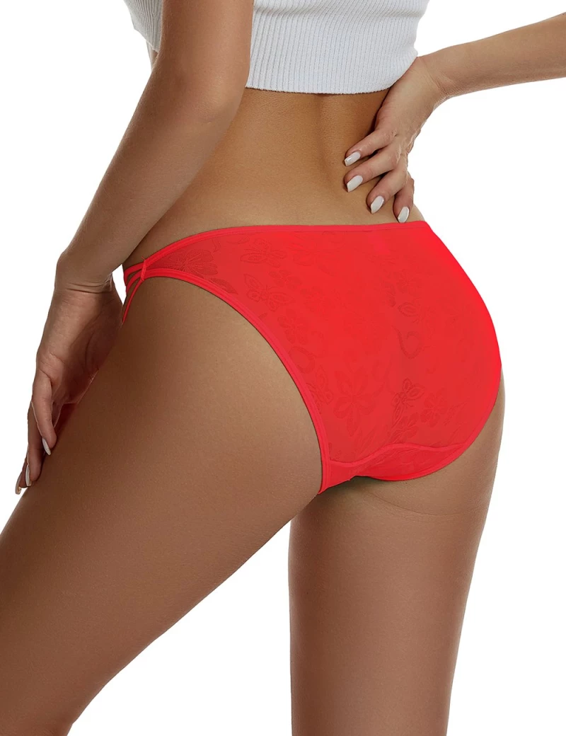 Red Lace Straps Sexy Women Panties