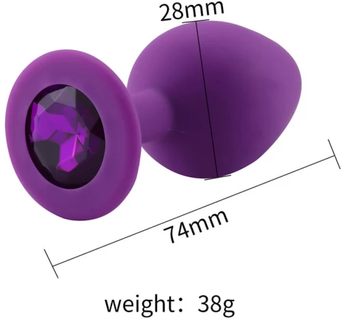 Small Silicone Butt Plug Purple With Purple Diamond
