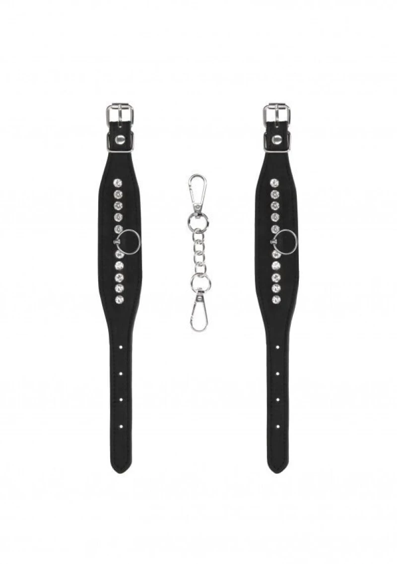 Diamond Studded Wrist Cuffs  - Black