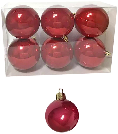 Μπάλες περλέ κόκκινες πακ=6τεμ φ8 Φ8cm Xmasfest 1132567