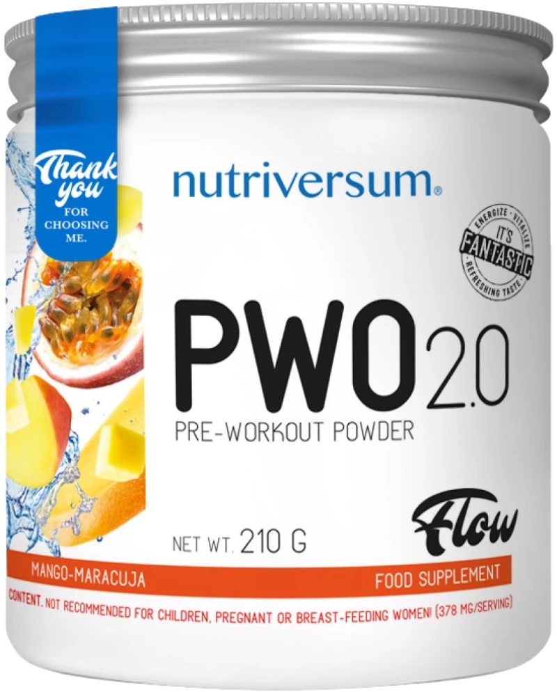 Nutriversum PWO 2.0 Flow | Pre-Workout Powder [210 Γραμμάρια] Μάνγκο και Φρούτα του πάθους
