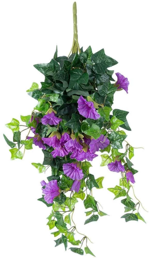 Τεχνητό Κρεμαστό Φυτό Morning Glory 21132 65cm Green-Purple GloboStar Pvc,Ύφασμα