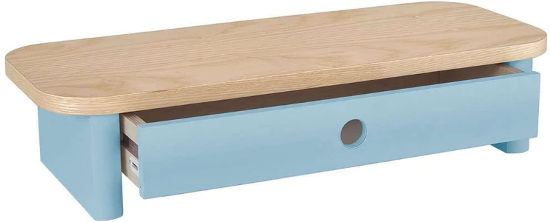 Βάση Στήριξης Οθόνης Με Συρτάρι Jubi JUBIMS1D13 60x24x13cm Natural-Light Blue