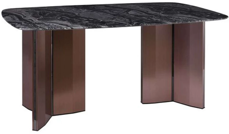 Τραπέζι Barry ΕΜ782,2 180x90x73cm Marble Black-Walnut Μέταλλο,Τεχνομάρμαρο