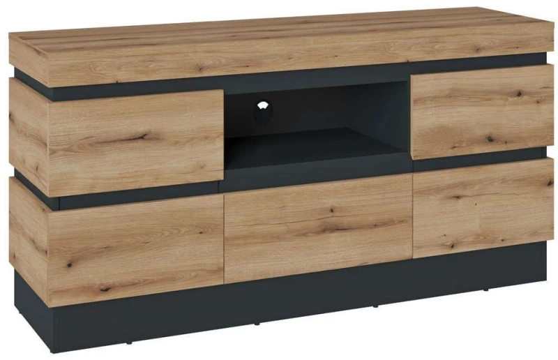 Έπιπλο Τηλεόρασης Creto 162525989 160,8x45x68cm Dark Grey-Natural