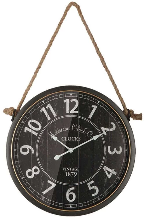 Ρολόι Τοίχου 15-00-94240 Φ40x6cm Black Marhome Μέταλλο,Γυαλί