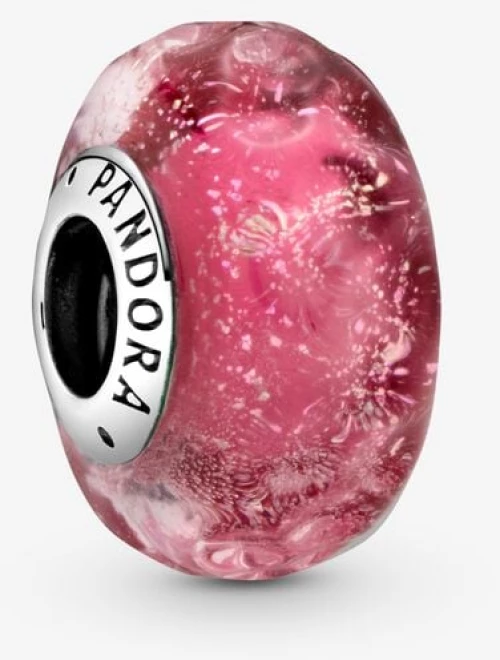 Σύμβολο Pandora με κυματιστό ροζ γυαλί Murano 798872C00