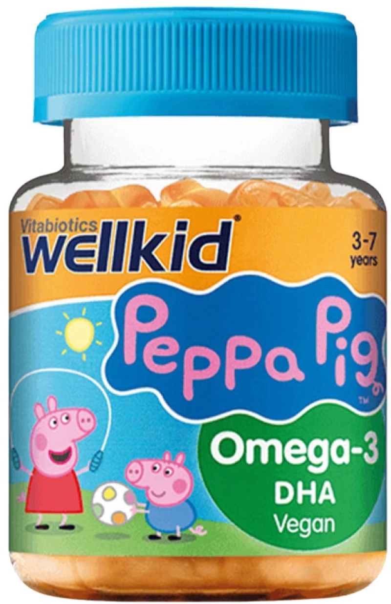 Vitabiotics Wellkid Peppa Pig Omega-3 DHA [30 Τσίχλες] Πορτοκάλι