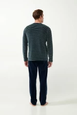 Ανδρική πυτζάμα Vamp - Navy με ρίγες - Homewear Set Βελουτέ - Regular Fit - Cotton