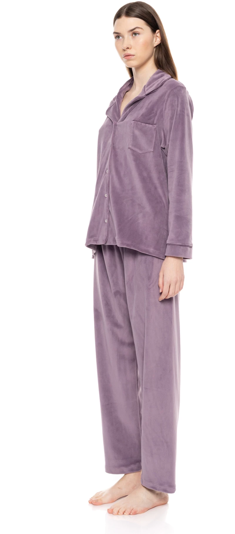 Γυναικεία Πυτζάμα σεμιζιέ Pink Label - Μωβ - Soft Velvet - Polyester  - Regular Fit