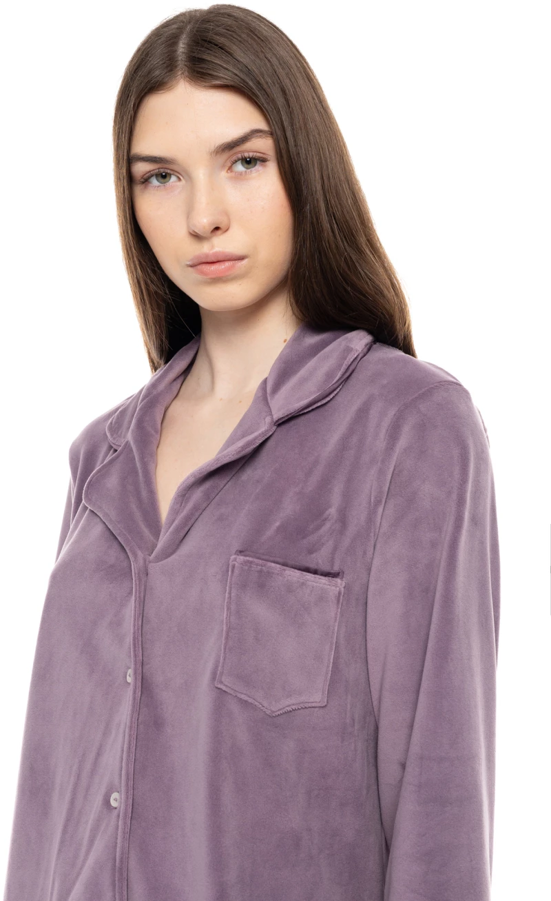 Γυναικεία Πυτζάμα σεμιζιέ Pink Label - Μωβ - Soft Velvet - Polyester  - Regular Fit