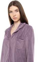 Γυναικεία Πυτζάμα σεμιζιέ Pink Label - Μωβ - Soft Velvet - Polyester  - Regular Fit