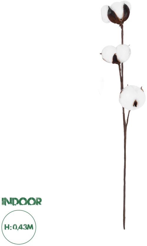 GloboStar® Artificial Garden COTTON BRANCH 20493 Τεχνητό Διακοσμητικό Κλαδί βαμβάκι Υ43cm