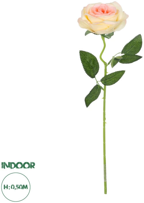 GloboStar® Artificial Garden CHAMPAGNE ROSE BRANCH 21141 Τεχνητό Διακοσμητικό Κλαδί Σαμπανιζέ Τριαντάφυλλο Y50cm