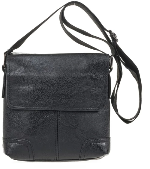 Verde Mini Ανδρική Τσάντα Χιαστί Μαύρο 13-0137-black