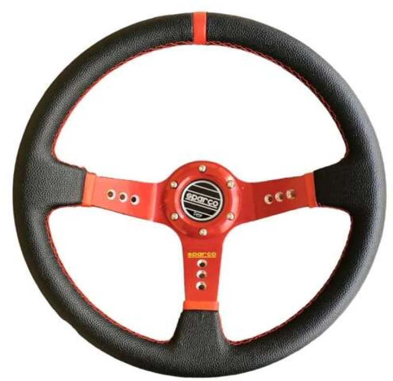 Τιμόνι βαθύκωνο 35cm δέρμα HW-0244R SPARCO Κόκκινος σκελετός