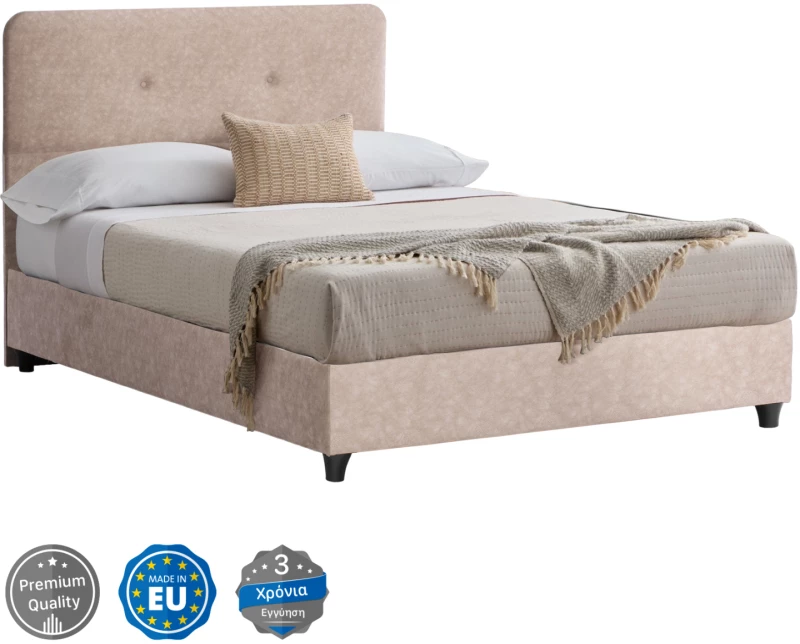 ΚΡΕΒΑΤΙ HM648.22 DOLORES, ΜΠΕΖ ΥΦΑΣΜΑ τ.NUBUCK, 120x200 εκ.