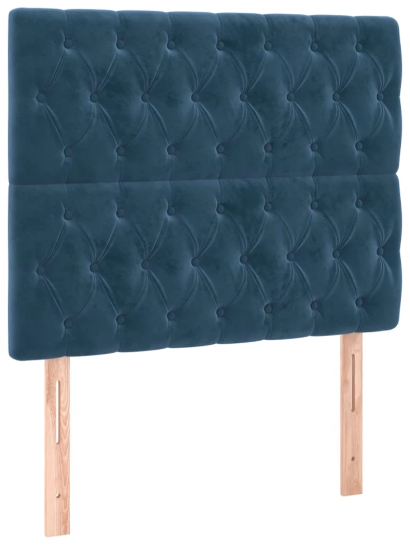 vidaXL Κρεβάτι Boxspring με Στρώμα Σκούρο Μπλε 90x200 εκ. Βελούδινο
