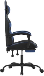 vidaXL Καρέκλα Gaming Περιστρ. Υποπόδιο Μαύρο & Μπλε Συνθετικό Δέρμα