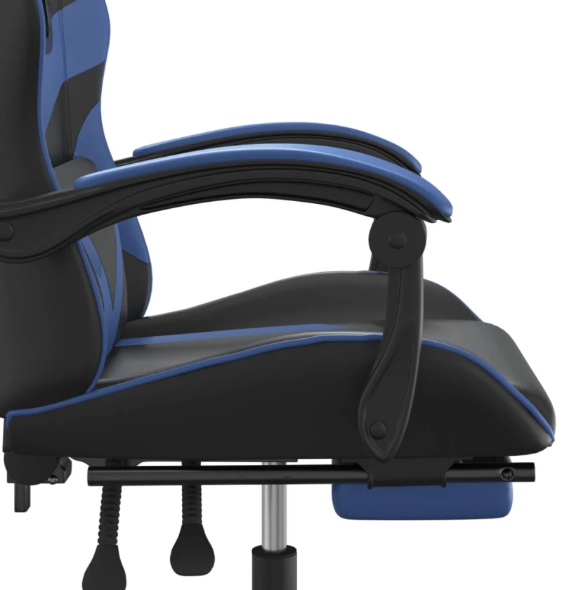 vidaXL Καρέκλα Gaming Περιστρ. Υποπόδιο Μαύρο & Μπλε Συνθετικό Δέρμα