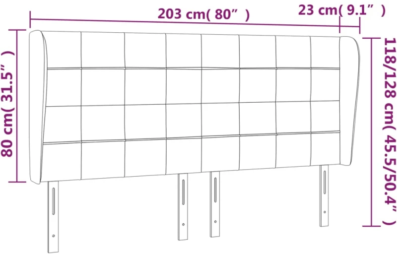 vidaXL Κεφαλάρι με Πτερύγια Μπλε 203x23x118/128 εκ. Υφασμάτινο