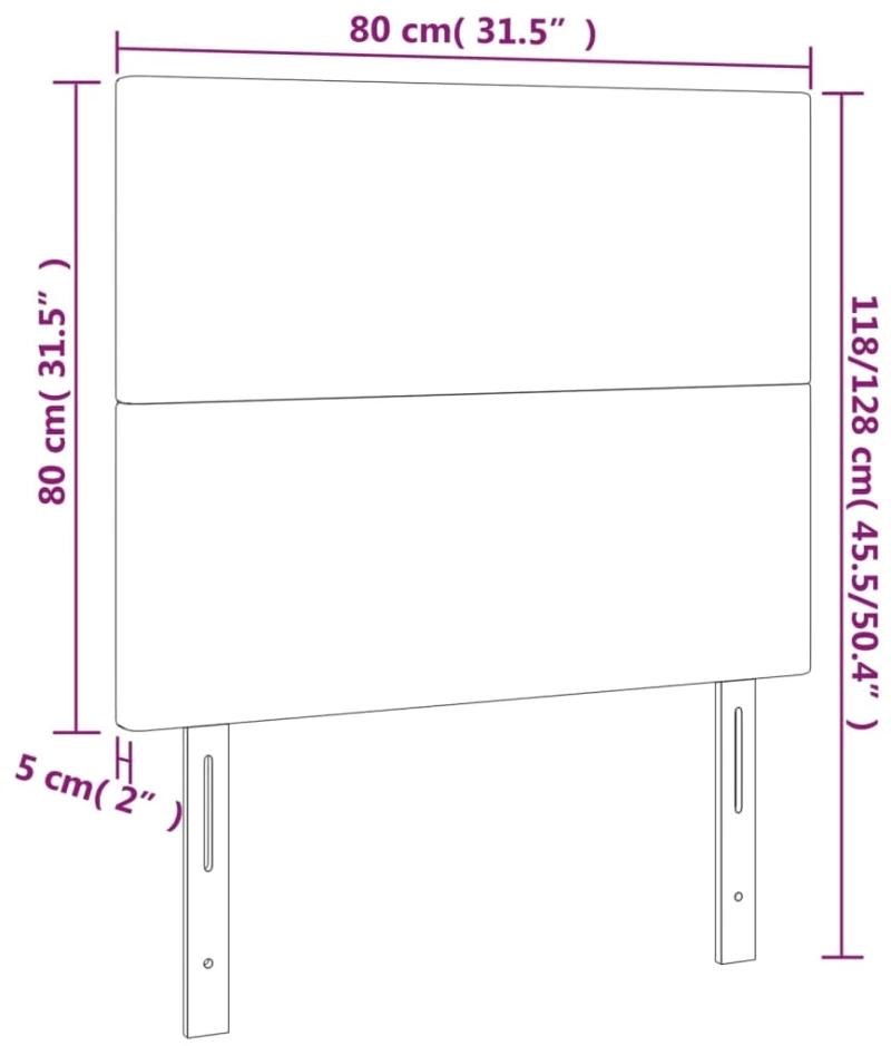 vidaXL Κεφαλάρι Κρεβατιού LED Μαύρο 80x5x118/128 εκ