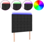 vidaXL Κεφαλάρι Κρεβατιού LED Μαύρο 80x5x118/128 εκ