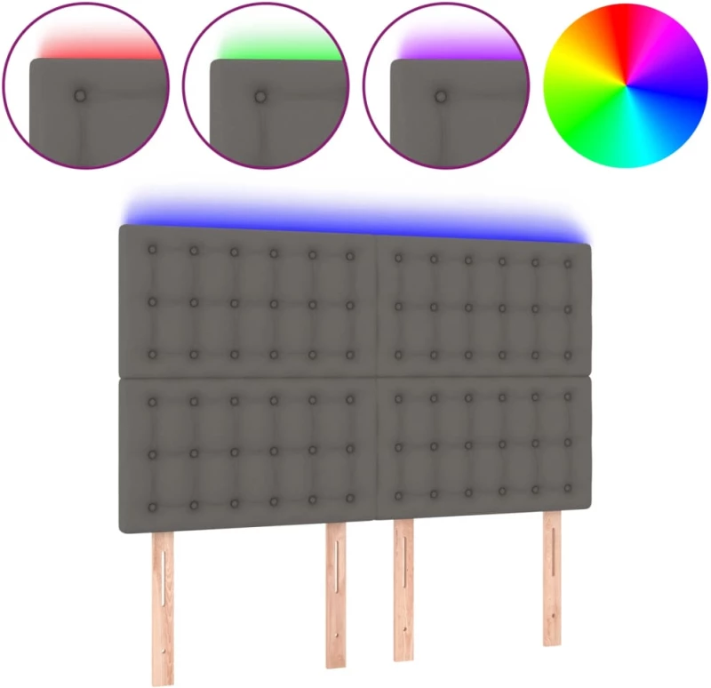 vidaXL Κεφαλάρι Κρεβατιού LED Γκρι 144x5x118/128 εκ