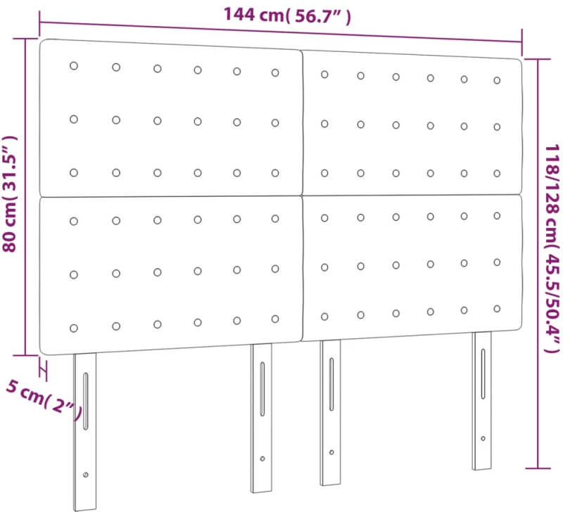 vidaXL Κεφαλάρι Κρεβατιού LED Γκρι 144x5x118/128 εκ