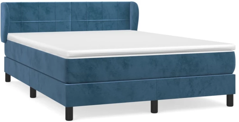 vidaXL Κρεβάτι Boxspring με Στρώμα Σκούρο Μπλε 140x190 εκ. Βελούδινο