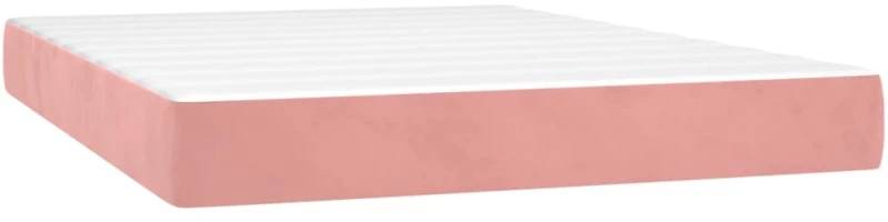 vidaXL Κρεβάτι Boxspring με Στρώμα Ροζ 140x200 εκ. Βελούδινο