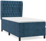 vidaXL Κρεβάτι Boxspring με Στρώμα Σκούρο Μπλε 90x190 εκ. Βελούδινο
