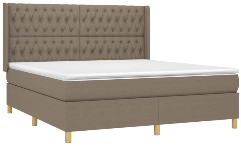 vidaXL Κρεβάτι Boxspring με Στρώμα Taupe 180x200 εκ. Υφασμάτινο