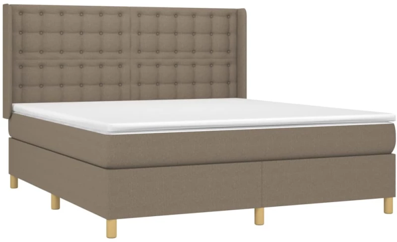 vidaXL Κρεβάτι Boxspring με Στρώμα Taupe 180x200 εκ. Υφασμάτινο