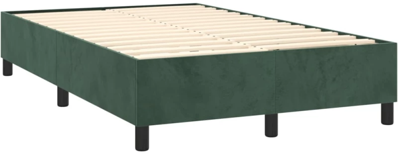 vidaXL Κρεβάτι Boxspring με Στρώμα & LED Σκ. Πράσινο 120x200εκ Βελούδο