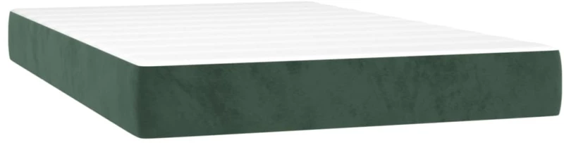 vidaXL Κρεβάτι Boxspring με Στρώμα & LED Σκ. Πράσινο 120x200εκ Βελούδο