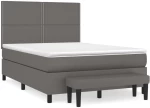 vidaXL Κρεβάτι Boxspring με Στρώμα Γκρι 140x190εκ. από Συνθετικό Δέρμα