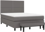 vidaXL Κρεβάτι Boxspring με Στρώμα Γκρι 140x190εκ. από Συνθετικό Δέρμα