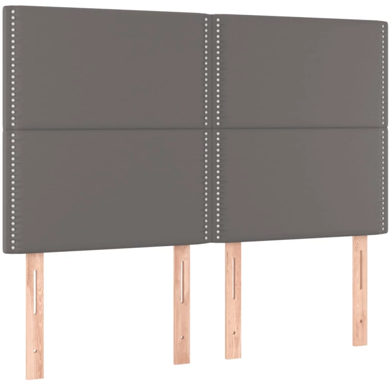 vidaXL Κρεβάτι Boxspring με Στρώμα Γκρι 140x190εκ. από Συνθετικό Δέρμα