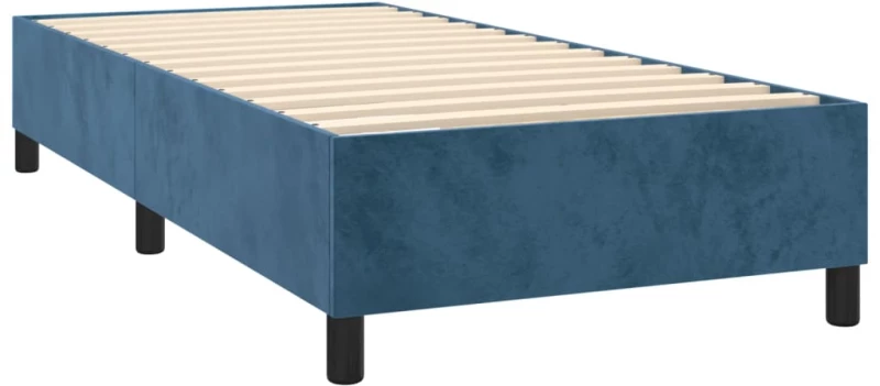 vidaXL Κρεβάτι Boxspring με Στρώμα Σκούρο Μπλε 90x190 εκ. Βελούδινο