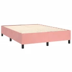 vidaXL Κρεβάτι Boxspring με Στρώμα & LED Ροζ 140x190 εκ. Βελούδινο