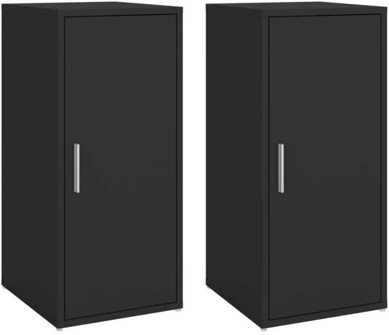 vidaXL Παπουτσοθήκες 2 τεμ. Μαύρες 32 x 35 x 70 εκ. από Μοριοσανίδα