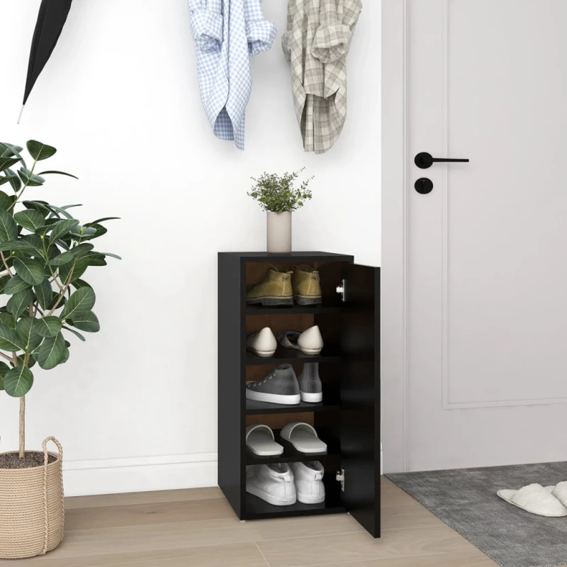 vidaXL Παπουτσοθήκες 2 τεμ. Μαύρες 32 x 35 x 70 εκ. από Μοριοσανίδα