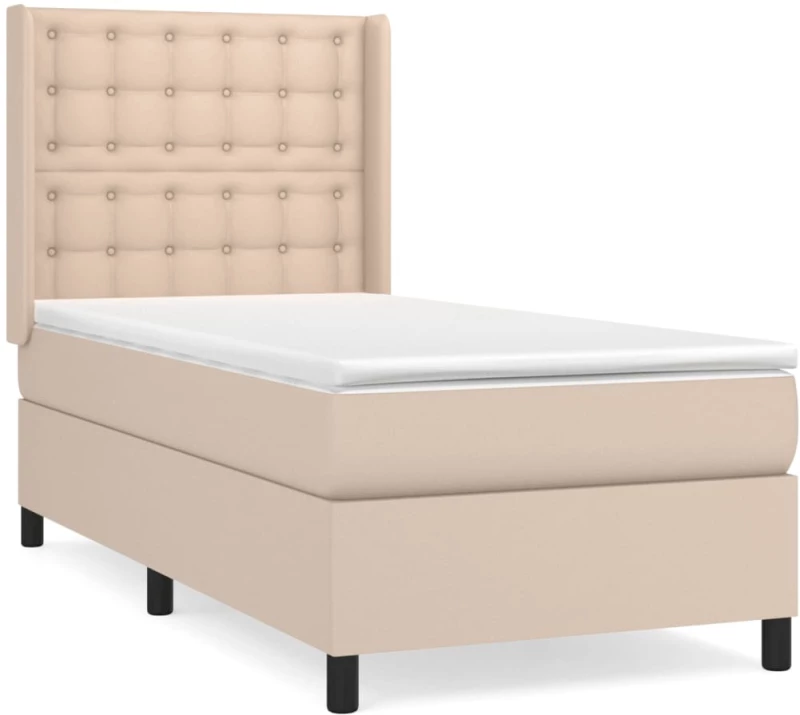 vidaXL Κρεβάτι Boxspring με Στρώμα Καπουτσίνο 80x200 εκ. Συνθ. Δέρμα
