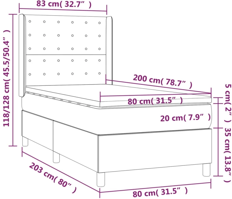 vidaXL Κρεβάτι Boxspring με Στρώμα Καπουτσίνο 80x200 εκ. Συνθ. Δέρμα