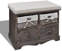 vidaXL Πάγκος με Αποθηκευτικό Χώρο Καφέ 62x33x42 εκ. Ξύλο Παυλώνιας