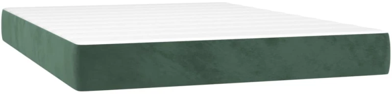 vidaXL Κρεβάτι Boxspring με Στρώμα & LED Σκ. Πράσινο 140x190εκ Βελούδο