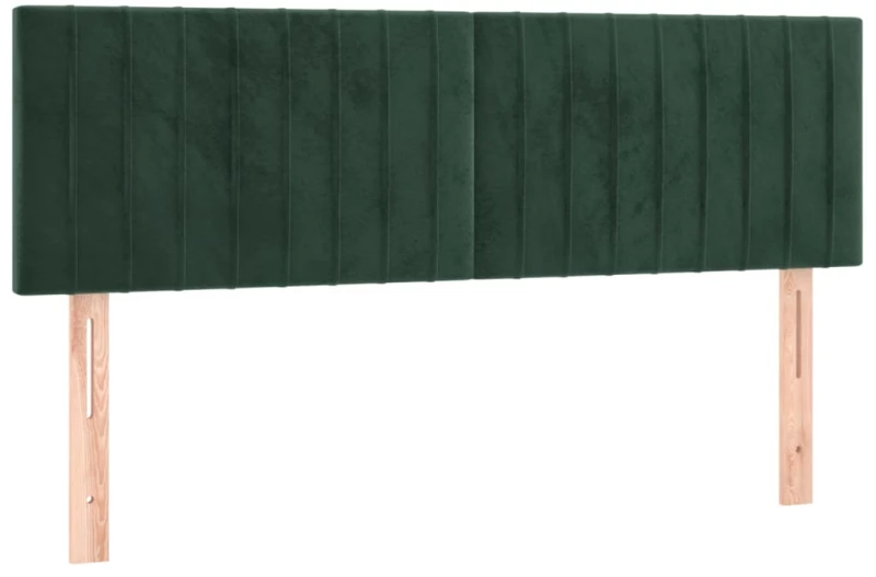 vidaXL Κρεβάτι Boxspring με Στρώμα & LED Σκ. Πράσινο 140x190εκ Βελούδο