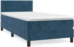 vidaXL Κρεβάτι Boxspring με Στρώμα Σκούρο Μπλε 90x190 εκ. Βελούδινο