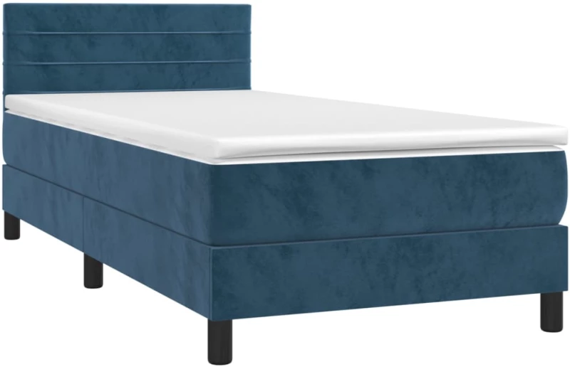 vidaXL Κρεβάτι Boxspring με Στρώμα Σκούρο Μπλε 90x190 εκ. Βελούδινο